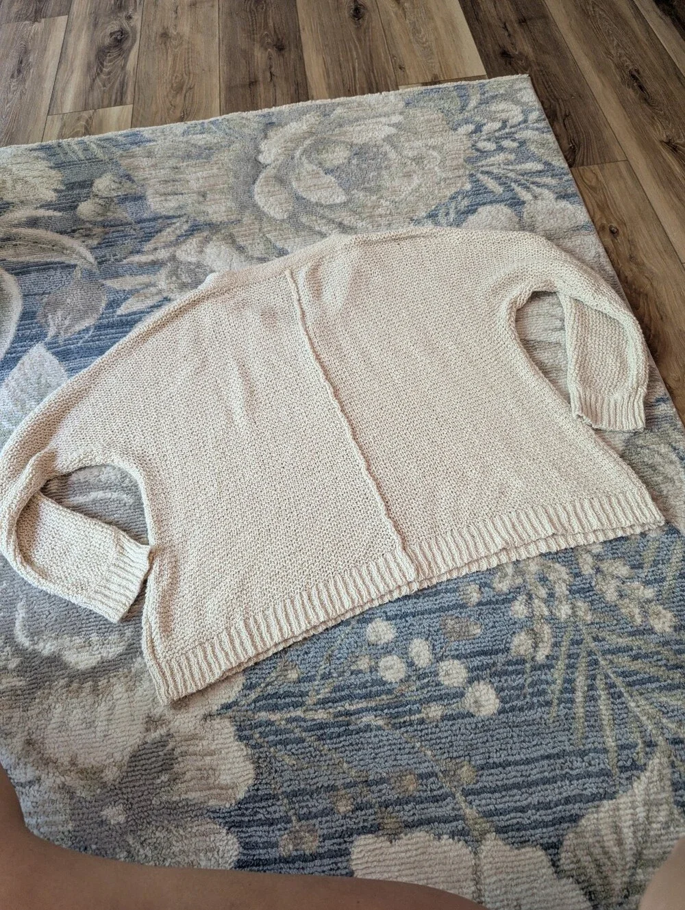 Free People Loose Knit Oversized Boxy Cream Open-Stitch Knit Cardigan